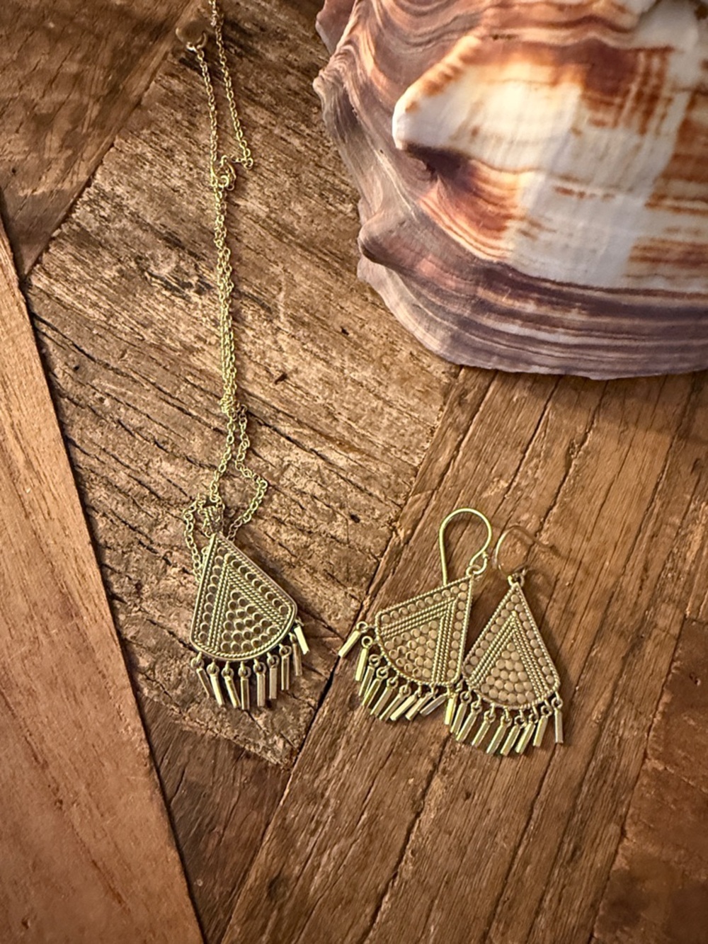 Authentic Anna Beck Gold Fringe Necklace